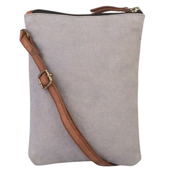 MONA B Small Upcycled Canvas Crossbody Bag Recycled Boho Shoulder Purse - Picture 2 of 2